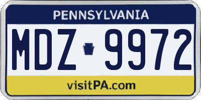 PA license plate MDZ9972