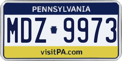 PA license plate MDZ9973