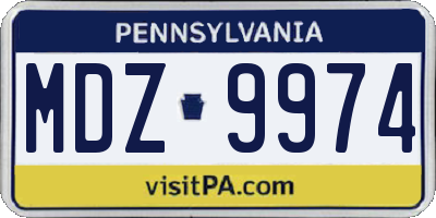 PA license plate MDZ9974
