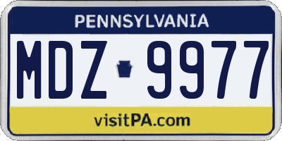 PA license plate MDZ9977