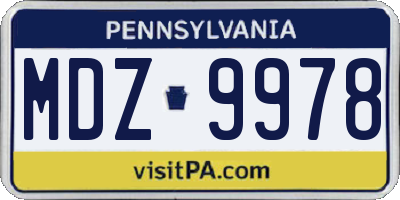 PA license plate MDZ9978