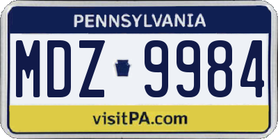 PA license plate MDZ9984