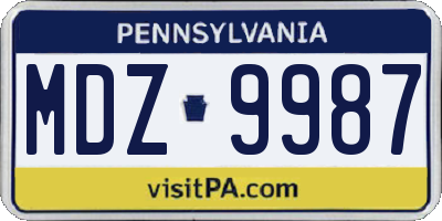 PA license plate MDZ9987