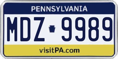 PA license plate MDZ9989