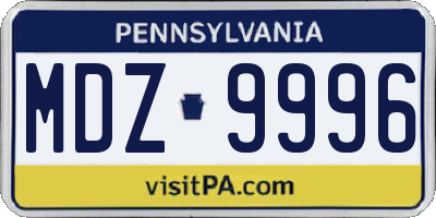 PA license plate MDZ9996