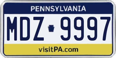 PA license plate MDZ9997