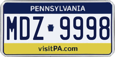 PA license plate MDZ9998