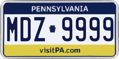 PA license plate MDZ9999
