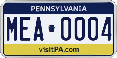 PA license plate MEA0004