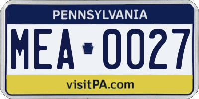 PA license plate MEA0027