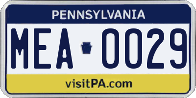 PA license plate MEA0029