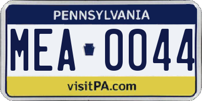 PA license plate MEA0044