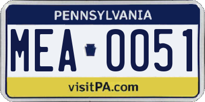 PA license plate MEA0051