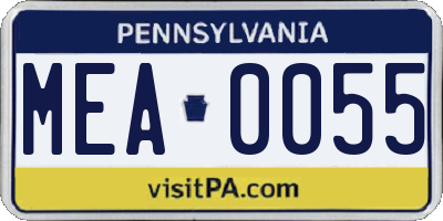 PA license plate MEA0055