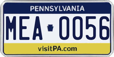 PA license plate MEA0056