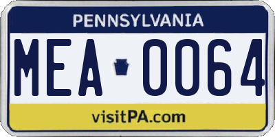 PA license plate MEA0064