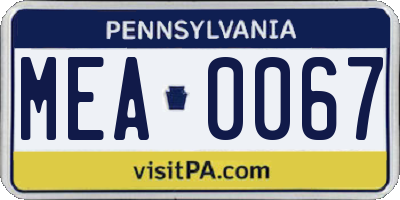 PA license plate MEA0067