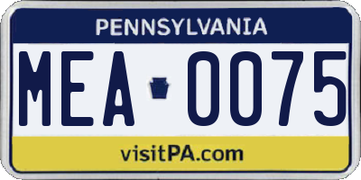 PA license plate MEA0075