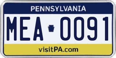 PA license plate MEA0091