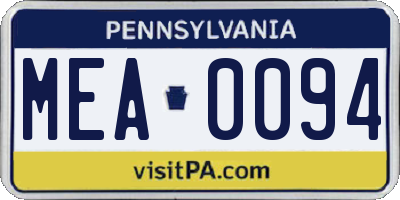 PA license plate MEA0094