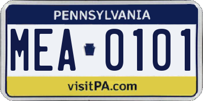 PA license plate MEA0101