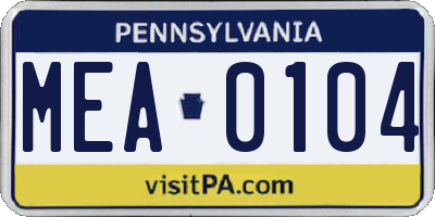 PA license plate MEA0104