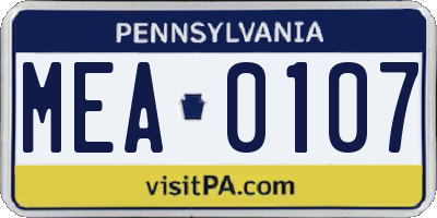 PA license plate MEA0107