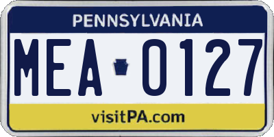 PA license plate MEA0127