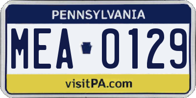 PA license plate MEA0129