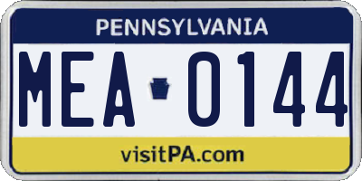 PA license plate MEA0144