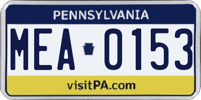 PA license plate MEA0153