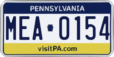 PA license plate MEA0154