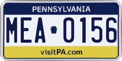 PA license plate MEA0156