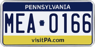 PA license plate MEA0166