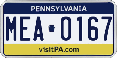 PA license plate MEA0167