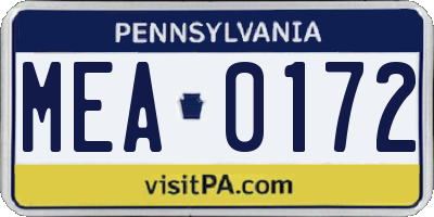 PA license plate MEA0172