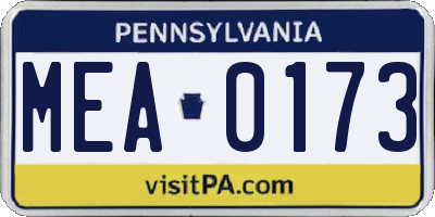 PA license plate MEA0173