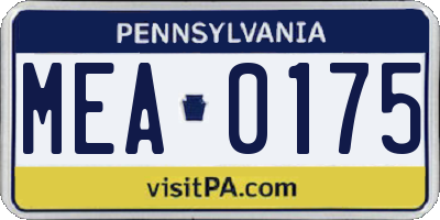 PA license plate MEA0175