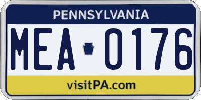 PA license plate MEA0176