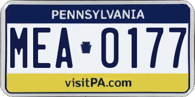 PA license plate MEA0177