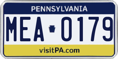 PA license plate MEA0179