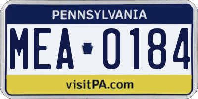PA license plate MEA0184