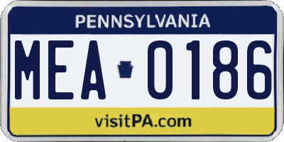 PA license plate MEA0186
