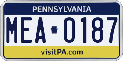 PA license plate MEA0187