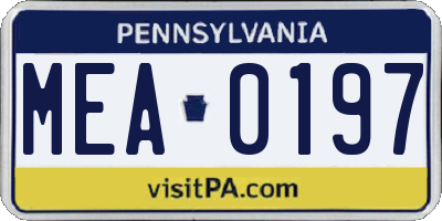 PA license plate MEA0197