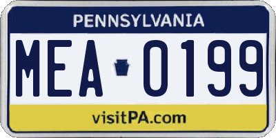 PA license plate MEA0199