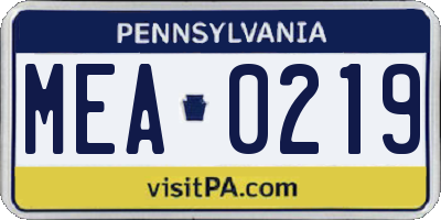 PA license plate MEA0219