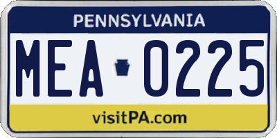 PA license plate MEA0225