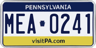 PA license plate MEA0241