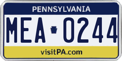 PA license plate MEA0244